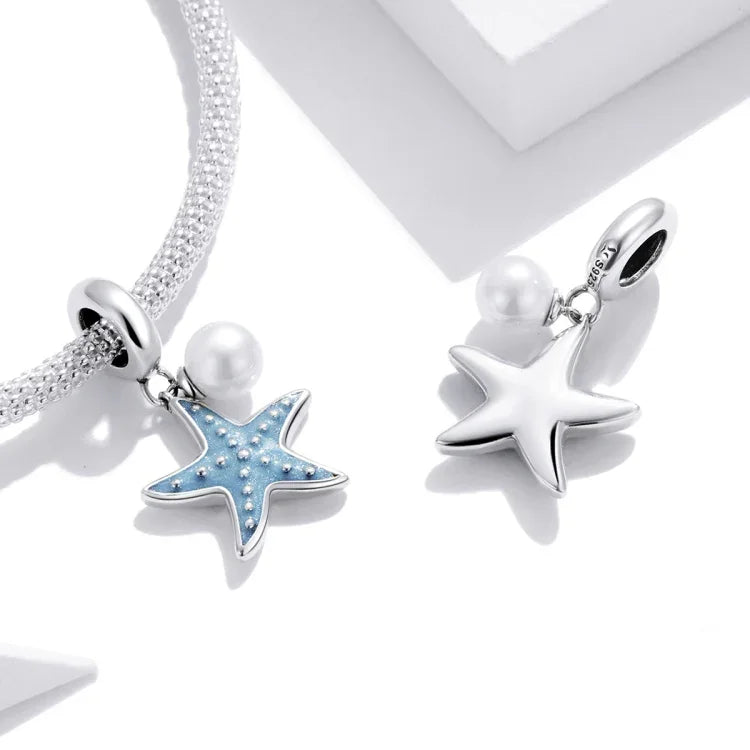 قلادة نجم البحر من الفضة الإسترلينية S925 لإكسسوارات أساور وقلائد، نجم البحر