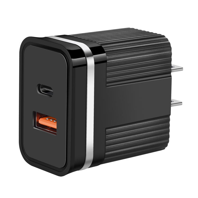 شاحن سفر سريع RSY بمنافذ USB وUSB-C / Type-C مزدوجة، قابس الولايات المتحدة، قابس الاتحاد الأوروبي