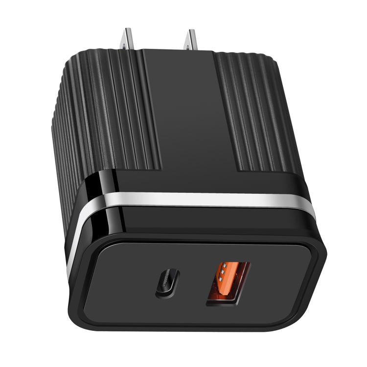 شاحن سفر سريع RSY بمنافذ USB وUSB-C / Type-C مزدوجة، قابس الولايات المتحدة، قابس الاتحاد الأوروبي