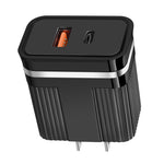 شاحن سفر سريع RSY بمنافذ USB وUSB-C / Type-C مزدوجة، قابس الولايات المتحدة، قابس الاتحاد الأوروبي