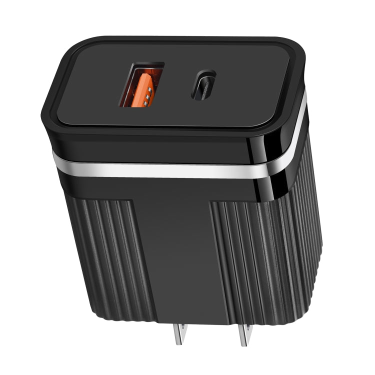 شاحن سفر سريع RSY بمنافذ USB وUSB-C / Type-C مزدوجة، قابس الولايات المتحدة، قابس الاتحاد الأوروبي