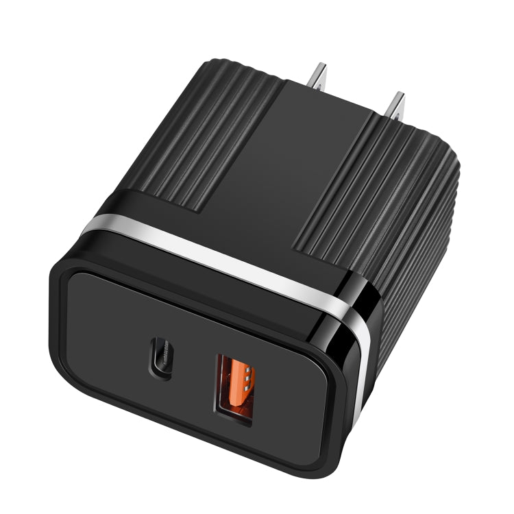 شاحن سفر سريع RSY بمنافذ USB وUSB-C / Type-C مزدوجة، قابس الولايات المتحدة، قابس الاتحاد الأوروبي