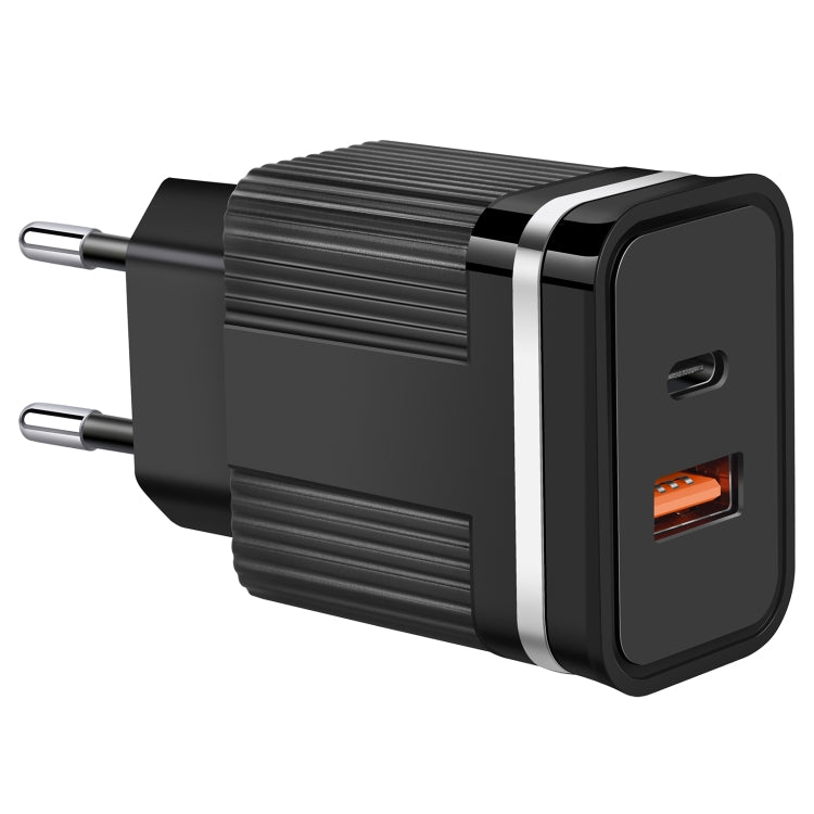 شاحن سفر سريع RSY بمنافذ USB وUSB-C / Type-C مزدوجة، قابس الولايات المتحدة، قابس الاتحاد الأوروبي