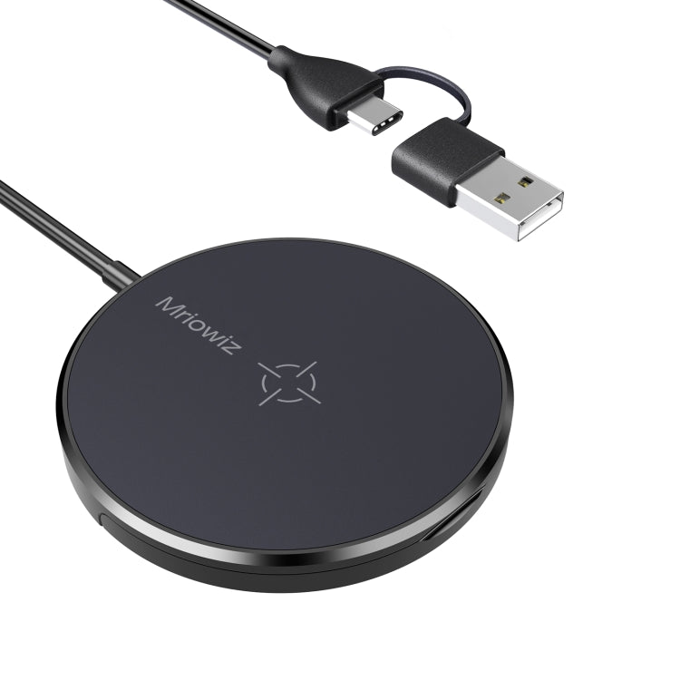 شاحن لاسلكي مغناطيسي مكتبي Mriowiz M-2001W بقوة 15W لسلسلة iPhone 12، مع كابل بيانات USB + USB-C / Type-C وحامل