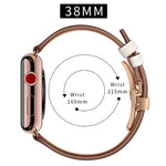 أحزمة ساعات بديلة من الجلد الطبيعي مع إبزيم فراشة ذهبي وردي لسلسلة Apple Watch 6 و SE و 5 و 4 مقاس 40مم / 3 و 2 و 1 مقاس 38مم، إبزيم ذهبي وردي لسلسلة Apple Watch 7 مقاس 41مم / 6 و SE و 5 و 4 مقاس 40مم / 3 و 2 و 1 مقاس 38مم