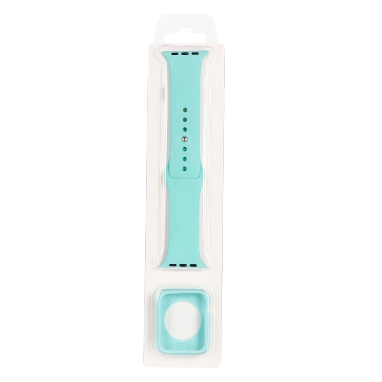طقم حزام ساعة بديل من السيليكون + غطاء حماية للساعة، لسلسلة Apple Watch 9 / 8 / 7 بمقاس 41 مم، ولسلسلة Apple Watch 9 / 8 / 7 بمقاس 45 مم