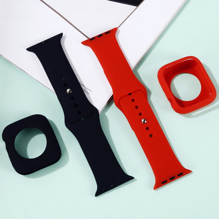 طقم حزام ساعة بديل من السيليكون + غطاء حماية للساعة، لسلسلة Apple Watch 9 / 8 / 7 بمقاس 41 مم، ولسلسلة Apple Watch 9 / 8 / 7 بمقاس 45 مم