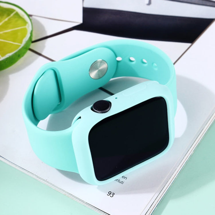 طقم حزام ساعة بديل من السيليكون + غطاء حماية للساعة، لسلسلة Apple Watch 9 / 8 / 7 بمقاس 41 مم، ولسلسلة Apple Watch 9 / 8 / 7 بمقاس 45 مم