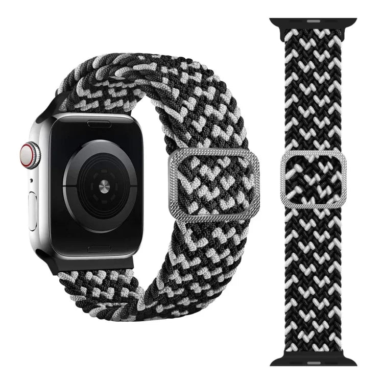 سوار ساعة مطاطي مضفر بإبزيم لسلسلة Apple Watch 9&8&7 مقاس 41مم / SE 3&SE 2&6&SE&5&4 مقاس 40مم / 3&2&1 مقاس 38مم (لون قوس قزح)، لسلسلة Apple Watch 7 مقاس 45مم / 6 & SE & 5 & 4 مقاس 44مم / 3 & 2 & 1 مقاس 42مم