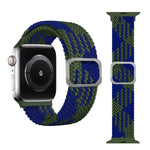 سوار ساعة مطاطي مضفر بإبزيم لسلسلة Apple Watch 9&8&7 مقاس 41مم / SE 3&SE 2&6&SE&5&4 مقاس 40مم / 3&2&1 مقاس 38مم (لون قوس قزح)، لسلسلة Apple Watch 7 مقاس 45مم / 6 & SE & 5 & 4 مقاس 44مم / 3 & 2 & 1 مقاس 42مم