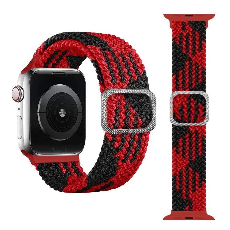 سوار ساعة مطاطي مضفر بإبزيم لسلسلة Apple Watch 9&8&7 مقاس 41مم / SE 3&SE 2&6&SE&5&4 مقاس 40مم / 3&2&1 مقاس 38مم (لون قوس قزح)، لسلسلة Apple Watch 7 مقاس 45مم / 6 & SE & 5 & 4 مقاس 44مم / 3 & 2 & 1 مقاس 42مم