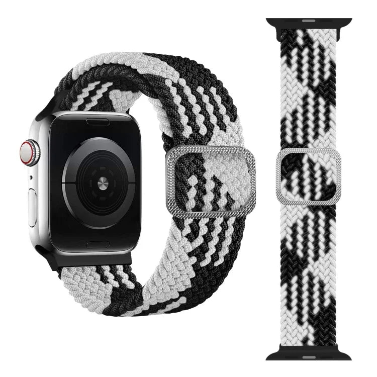 سوار ساعة مطاطي مضفر بإبزيم لسلسلة Apple Watch 9&8&7 مقاس 41مم / SE 3&SE 2&6&SE&5&4 مقاس 40مم / 3&2&1 مقاس 38مم (لون قوس قزح)، لسلسلة Apple Watch 7 مقاس 45مم / 6 & SE & 5 & 4 مقاس 44مم / 3 & 2 & 1 مقاس 42مم