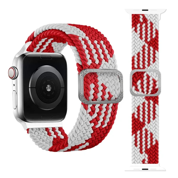 سوار ساعة مطاطي مضفر بإبزيم لسلسلة Apple Watch 9&8&7 مقاس 41مم / SE 3&SE 2&6&SE&5&4 مقاس 40مم / 3&2&1 مقاس 38مم (لون قوس قزح)، لسلسلة Apple Watch 7 مقاس 45مم / 6 & SE & 5 & 4 مقاس 44مم / 3 & 2 & 1 مقاس 42مم