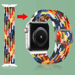 سوار ساعة مطاطي مضفر بإبزيم لسلسلة Apple Watch 9&8&7 مقاس 41مم / SE 3&SE 2&6&SE&5&4 مقاس 40مم / 3&2&1 مقاس 38مم (لون قوس قزح)، لسلسلة Apple Watch 7 مقاس 45مم / 6 & SE & 5 & 4 مقاس 44مم / 3 & 2 & 1 مقاس 42مم