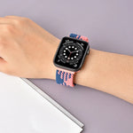 سوار ساعة مطاطي مضفر بإبزيم لسلسلة Apple Watch 9&8&7 مقاس 41مم / SE 3&SE 2&6&SE&5&4 مقاس 40مم / 3&2&1 مقاس 38مم (لون قوس قزح)، لسلسلة Apple Watch 7 مقاس 45مم / 6 & SE & 5 & 4 مقاس 44مم / 3 & 2 & 1 مقاس 42مم