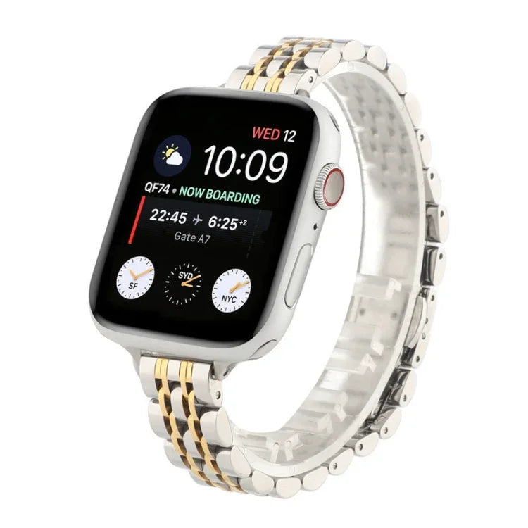 سوار ساعة من الفولاذ المقاوم للصدأ بحبات صغيرة للخصر لسلسلة Apple Watch 6 & SE &، لسلسلة Apple Watch 7 مقاس 45مم / 6 & SE & 5 & 4 مقاس 44مم / 3 & 2 & 1 مقاس 42مم، لسلسلة Apple Watch 8&7 مقاس 41مم / SE 2&6&SE&5&4 مقاس 40مم / 3&2&1 مقاس 38مم