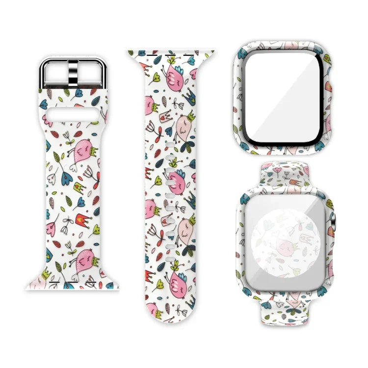 Silicone Printing Integrated Replacement Watch Case Watchband, For Apple Watch Series 3 & 2 & 1 38mm