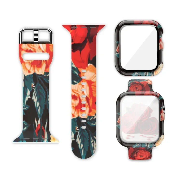 Silicone Printing Integrated Replacement Watch Case Watchband, For Apple Watch Series 3 & 2 & 1 38mm