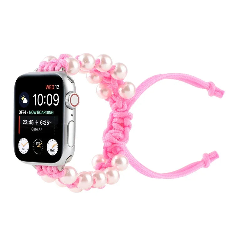 أساور ساعة بديلة من النايلون بحبات حبل المظلة لسلسلة Apple Watch 6 & SE &، لسلسلة Apple Watch Ultra مقاس 49مم / سلسلة 8&7 مقاس 45مم / SE 2&6&SE&5&4 مقاس 44مم / 3&2&1 مقاس 42مم، لسلسلة Apple Watch 8&7 مقاس 41مم / SE 2&6&SE&5&4 مقاس 40مم / 3&2&1 مقاس 38مم