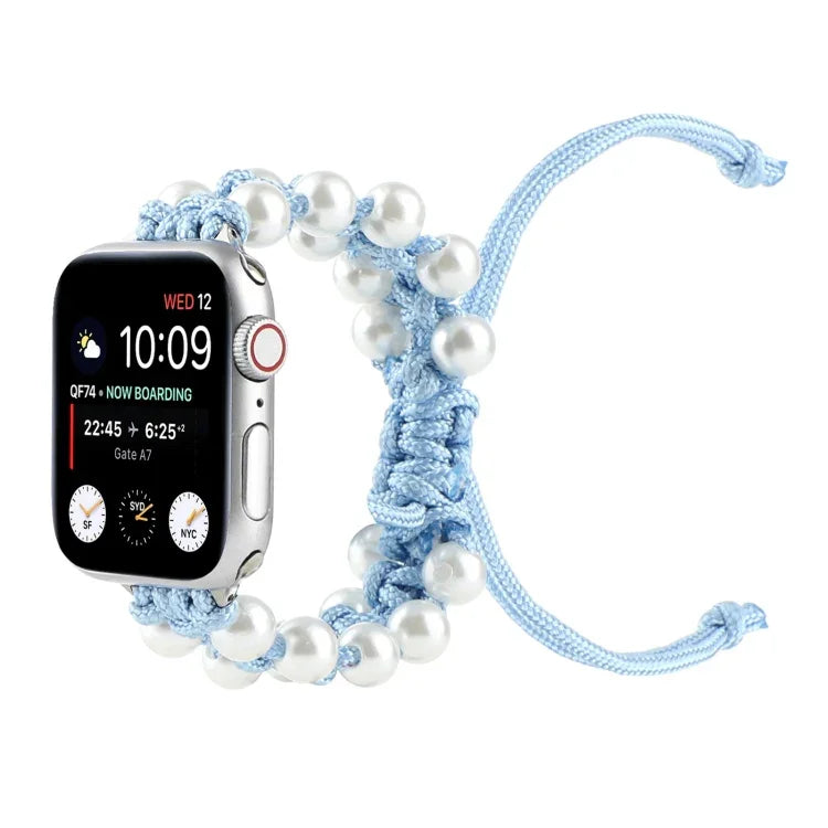 أساور ساعة بديلة من النايلون بحبات حبل المظلة لسلسلة Apple Watch 6 & SE &، لسلسلة Apple Watch Ultra مقاس 49مم / سلسلة 8&7 مقاس 45مم / SE 2&6&SE&5&4 مقاس 44مم / 3&2&1 مقاس 42مم، لسلسلة Apple Watch 8&7 مقاس 41مم / SE 2&6&SE&5&4 مقاس 40مم / 3&2&1 مقاس 38مم