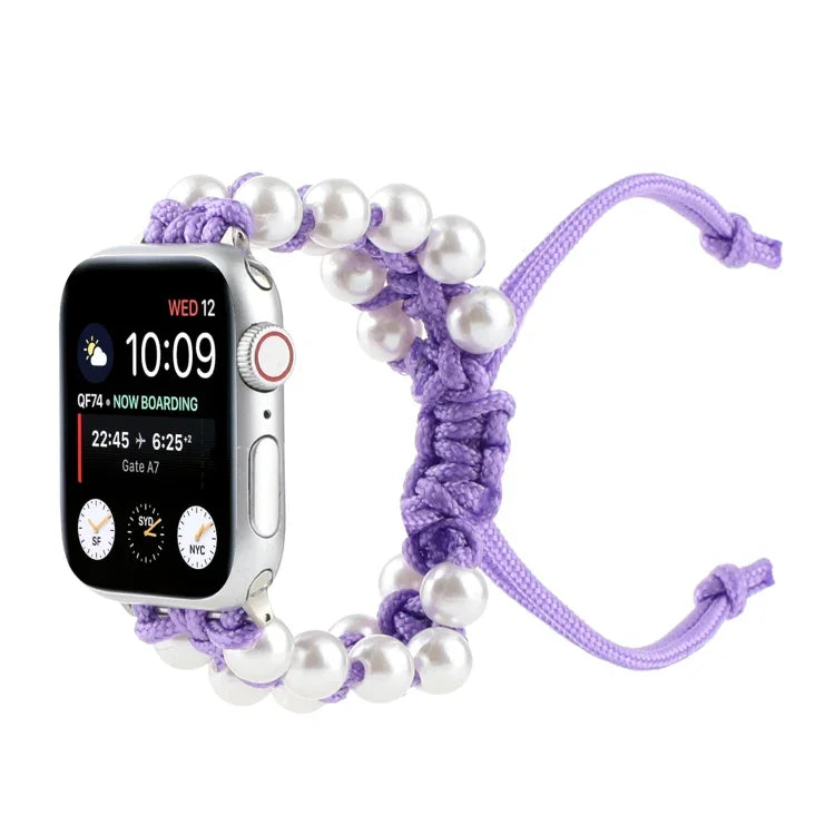 أساور ساعة بديلة من النايلون بحبات حبل المظلة لسلسلة Apple Watch 6 & SE &، لسلسلة Apple Watch Ultra مقاس 49مم / سلسلة 8&7 مقاس 45مم / SE 2&6&SE&5&4 مقاس 44مم / 3&2&1 مقاس 42مم، لسلسلة Apple Watch 8&7 مقاس 41مم / SE 2&6&SE&5&4 مقاس 40مم / 3&2&1 مقاس 38مم