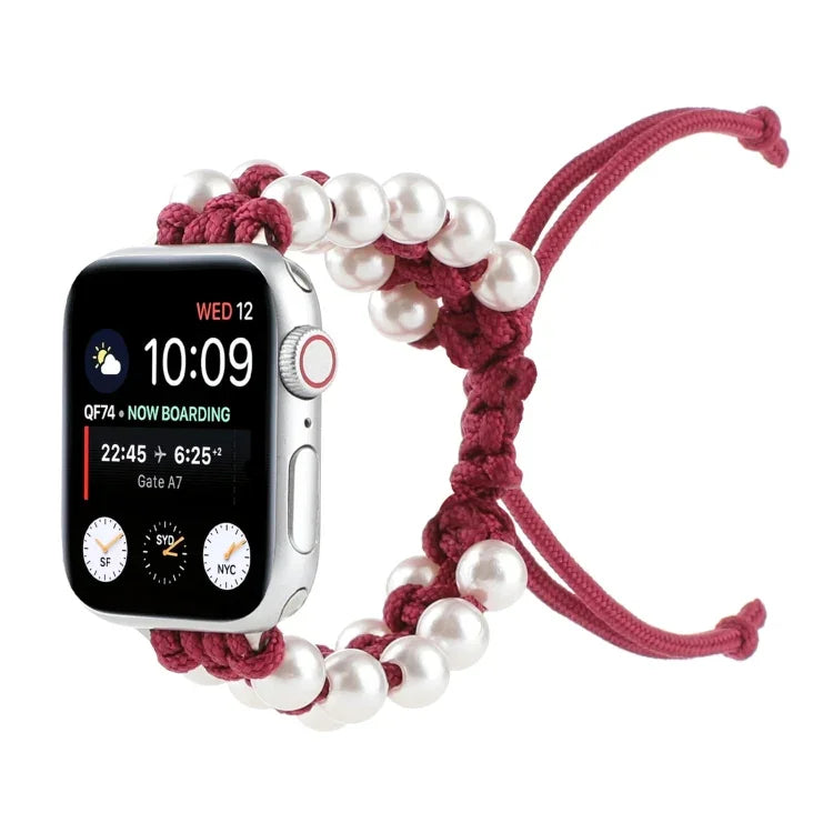 أساور ساعة بديلة من النايلون بحبات حبل المظلة لسلسلة Apple Watch 6 & SE &، لسلسلة Apple Watch Ultra مقاس 49مم / سلسلة 8&7 مقاس 45مم / SE 2&6&SE&5&4 مقاس 44مم / 3&2&1 مقاس 42مم، لسلسلة Apple Watch 8&7 مقاس 41مم / SE 2&6&SE&5&4 مقاس 40مم / 3&2&1 مقاس 38مم