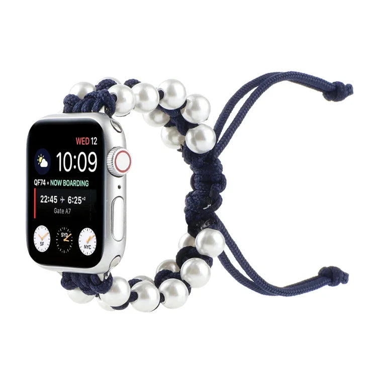 أساور ساعة بديلة من النايلون بحبات حبل المظلة لسلسلة Apple Watch 6 & SE &، لسلسلة Apple Watch Ultra مقاس 49مم / سلسلة 8&7 مقاس 45مم / SE 2&6&SE&5&4 مقاس 44مم / 3&2&1 مقاس 42مم، لسلسلة Apple Watch 8&7 مقاس 41مم / SE 2&6&SE&5&4 مقاس 40مم / 3&2&1 مقاس 38مم