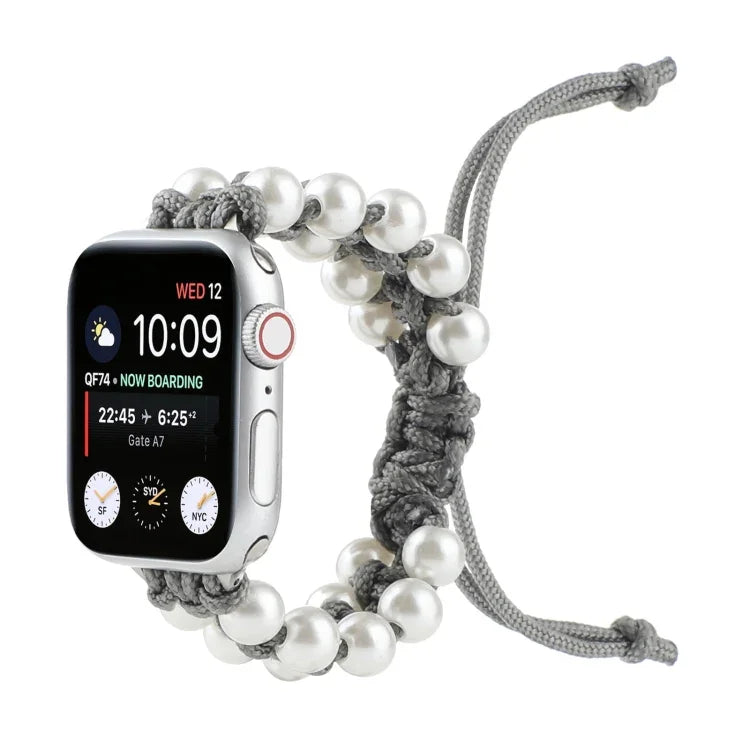 أساور ساعة بديلة من النايلون بحبات حبل المظلة لسلسلة Apple Watch 6 & SE &، لسلسلة Apple Watch Ultra مقاس 49مم / سلسلة 8&7 مقاس 45مم / SE 2&6&SE&5&4 مقاس 44مم / 3&2&1 مقاس 42مم، لسلسلة Apple Watch 8&7 مقاس 41مم / SE 2&6&SE&5&4 مقاس 40مم / 3&2&1 مقاس 38مم