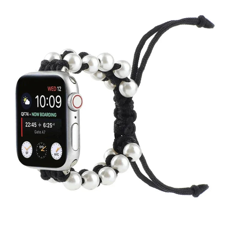 أساور ساعة بديلة من النايلون بحبات حبل المظلة لسلسلة Apple Watch 6 & SE &، لسلسلة Apple Watch Ultra مقاس 49مم / سلسلة 8&7 مقاس 45مم / SE 2&6&SE&5&4 مقاس 44مم / 3&2&1 مقاس 42مم، لسلسلة Apple Watch 8&7 مقاس 41مم / SE 2&6&SE&5&4 مقاس 40مم / 3&2&1 مقاس 38مم