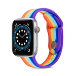سوار ساعة سيليكون قوس قزح لسلسلة Apple Watch، 7 مقاس 45مم / 6 & SE & 5 & 4 مقاس 44مم / 3 & 2 & 1 مقاس 42مم، 7 مقاس 41مم / 6 & SE & 5 & 4 مقاس 40مم / 3 & 2 & 1 مقاس 38مم