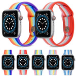 سوار ساعة سيليكون قوس قزح لسلسلة Apple Watch، 7 مقاس 45مم / 6 & SE & 5 & 4 مقاس 44مم / 3 & 2 & 1 مقاس 42مم، 7 مقاس 41مم / 6 & SE & 5 & 4 مقاس 40مم / 3 & 2 & 1 مقاس 38مم