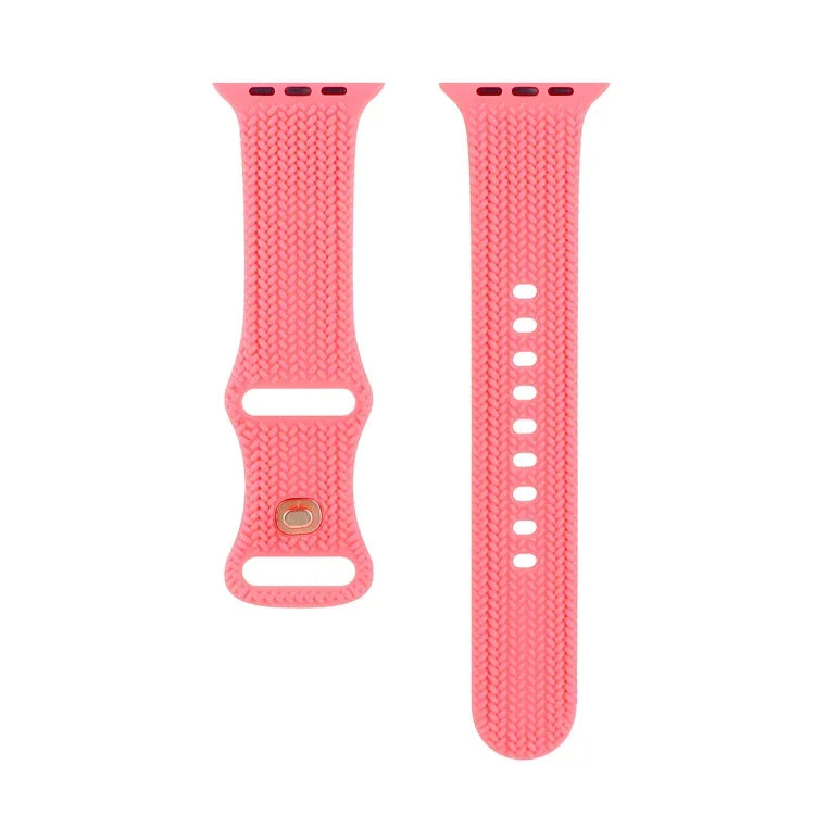 سوار ساعة سيليكون بنمط مضفر رقم 8 بإبزيم لسلسلة Apple Watch، 7 مقاس 45مم / 6 & SE & 5 & 4 مقاس 44مم / 3 & 2 & 1 مقاس 42مم، 7 مقاس 41مم / 6 & SE & 5 & 4 مقاس 40مم / 3 & 2 & 1 مقاس 38مم