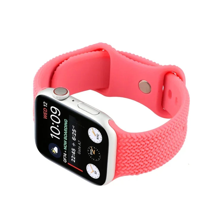 سوار ساعة سيليكون بنمط مضفر رقم 8 بإبزيم لسلسلة Apple Watch، 7 مقاس 45مم / 6 & SE & 5 & 4 مقاس 44مم / 3 & 2 & 1 مقاس 42مم، 7 مقاس 41مم / 6 & SE & 5 & 4 مقاس 40مم / 3 & 2 & 1 مقاس 38مم