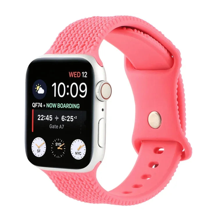 سوار ساعة سيليكون بنمط مضفر رقم 8 بإبزيم لسلسلة Apple Watch، 7 مقاس 45مم / 6 & SE & 5 & 4 مقاس 44مم / 3 & 2 & 1 مقاس 42مم، 7 مقاس 41مم / 6 & SE & 5 & 4 مقاس 40مم / 3 & 2 & 1 مقاس 38مم