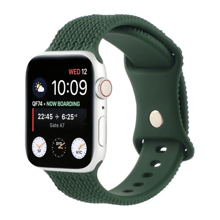سوار ساعة سيليكون بنمط مضفر رقم 8 بإبزيم لسلسلة Apple Watch، 7 مقاس 45مم / 6 & SE & 5 & 4 مقاس 44مم / 3 & 2 & 1 مقاس 42مم، 7 مقاس 41مم / 6 & SE & 5 & 4 مقاس 40مم / 3 & 2 & 1 مقاس 38مم