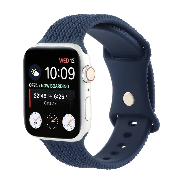 سوار ساعة سيليكون بنمط مضفر رقم 8 بإبزيم لسلسلة Apple Watch، 7 مقاس 45مم / 6 & SE & 5 & 4 مقاس 44مم / 3 & 2 & 1 مقاس 42مم، 7 مقاس 41مم / 6 & SE & 5 & 4 مقاس 40مم / 3 & 2 & 1 مقاس 38مم