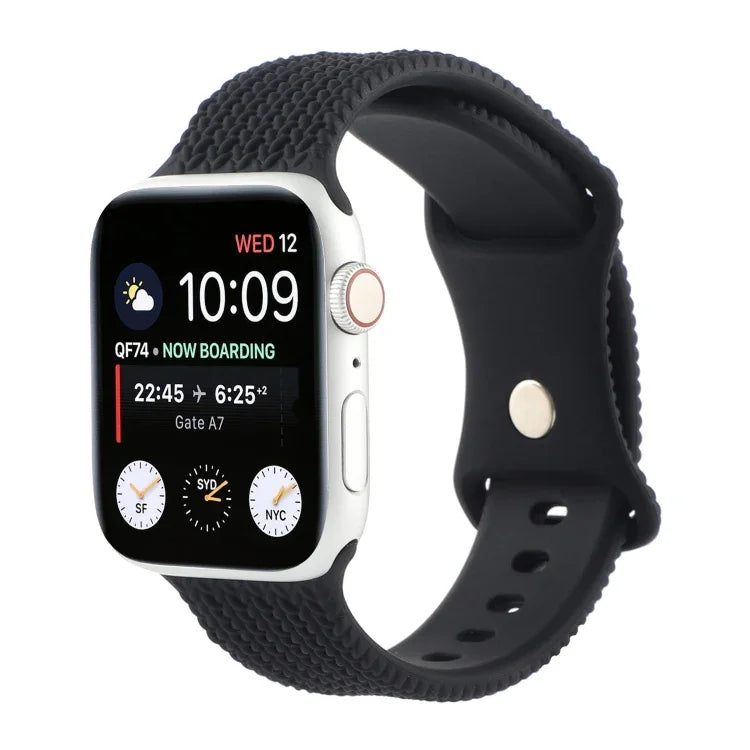 سوار ساعة سيليكون بنمط مضفر رقم 8 بإبزيم لسلسلة Apple Watch، 7 مقاس 45مم / 6 & SE & 5 & 4 مقاس 44مم / 3 & 2 & 1 مقاس 42مم، 7 مقاس 41مم / 6 & SE & 5 & 4 مقاس 40مم / 3 & 2 & 1 مقاس 38مم