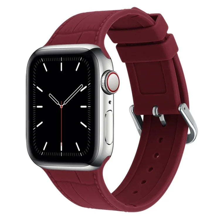 سوار ساعة بديل من السيليكون بمفصل من الخيزران، لسلسلة Apple Watch 7 مقاس 41مم / & 6 & SE & 5 & 4 مقاس 40مم، لسلسلة Apple Watch 7 مقاس 45مم / & 6 & SE & 5 & 4 مقاس 44مم