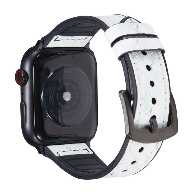 Ostrich Texture Leather Replacement Watchbands For Apple Watch Series, 7 45mm / 6 & SE & 5 & 4 44mm / 3 & 2 & 1 42mm