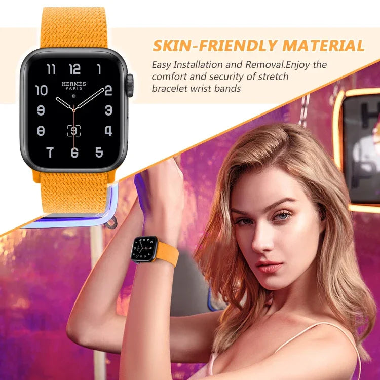 حزام ساعة بديل من النايلون مع إبزيم بشكل 8، لسلسلة Apple Watch 9 و 8 و 7 بمقاس 41مم / SE 3 و SE 2 و 6 و SE و 5 و 4 بمقاس 40مم / 3 و 2 و 1 بمقاس 38مم، لسلسلة Apple Watch 7 بمقاس 45مم / و 6 و SE و 5 و 4 بمقاس 44مم