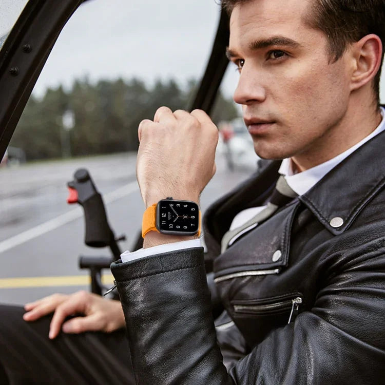 حزام ساعة بديل من النايلون مع إبزيم بشكل 8، لسلسلة Apple Watch 9 و 8 و 7 بمقاس 41مم / SE 3 و SE 2 و 6 و SE و 5 و 4 بمقاس 40مم / 3 و 2 و 1 بمقاس 38مم، لسلسلة Apple Watch 7 بمقاس 45مم / و 6 و SE و 5 و 4 بمقاس 44مم