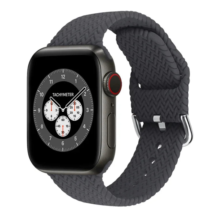 أحزمة ساعة بديلة من السيليكون المضفر مع إبزيم لسلسلة Apple Watch، 7 بمقاس 45مم / 6 و SE و 5 و 4 بمقاس 44مم / 3 و 2 و 1 بمقاس 42مم، 7 بمقاس 41مم / 6 و SE و 5 و 4 بمقاس 40مم / 3 و 2 و 1 بمقاس 38مم