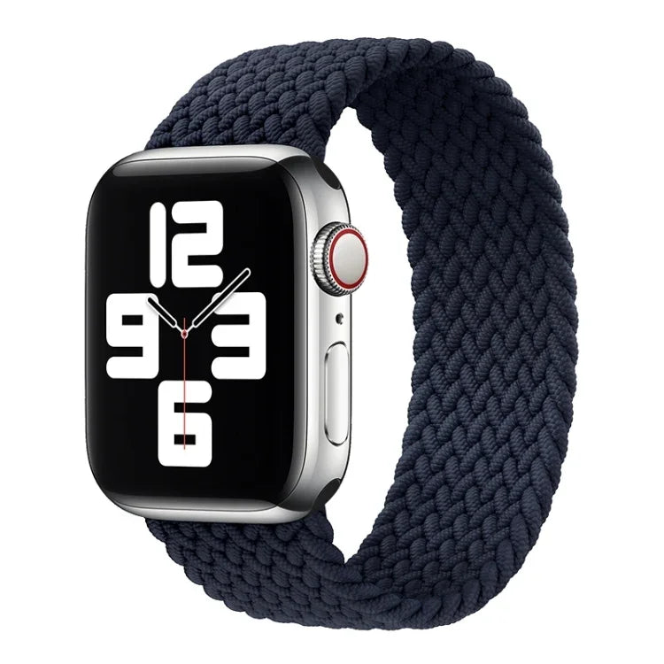 حزام ساعة بديل من النايلون المضفر برأس معدني بلون صلب لسلسلة Apple Watch 6 و SE و 5 و 4 بمقاس 40مم / 3 و 2 و 1 بمقاس 38مم، L 155مم