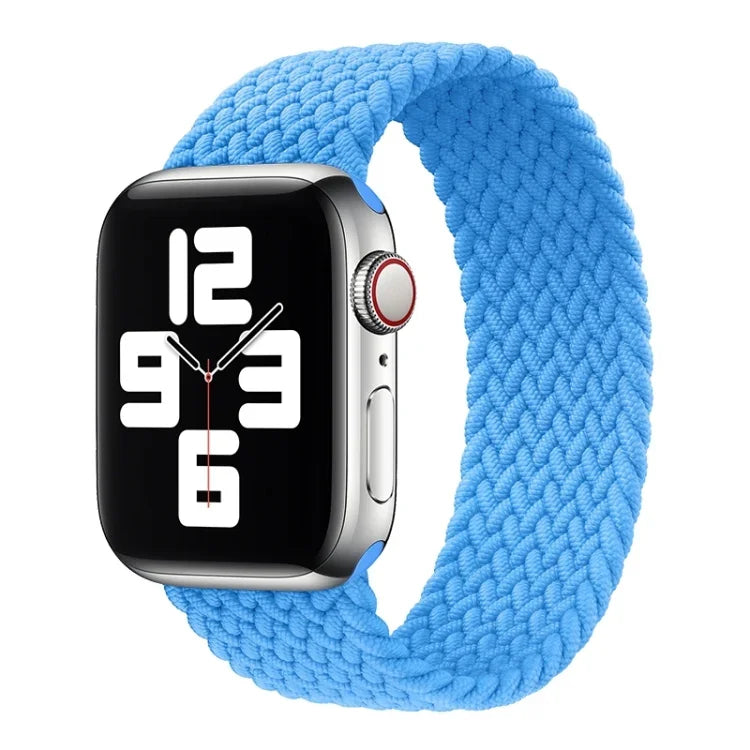 حزام ساعة بديل من النايلون المضفر برأس معدني بلون صلب لسلسلة Apple Watch 6 و SE و 5 و 4 بمقاس 40مم / 3 و 2 و 1 بمقاس 38مم، L 155مم