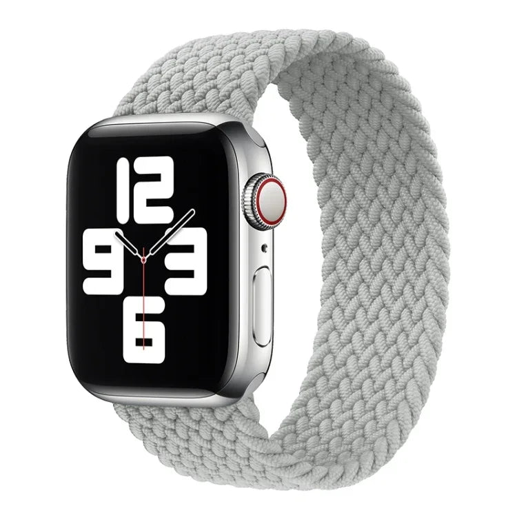 حزام ساعة بديل من النايلون المضفر برأس معدني بلون صلب لسلسلة Apple Watch 6 و SE و 5 و 4 بمقاس 40مم / 3 و 2 و 1 بمقاس 38مم، L 155مم