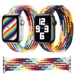 أحزمة ساعة بديلة مضفرة بألوان قوس قزح بحلقة واحدة، الحجم: S 135مم لسلسلة Apple Watch 6 و SE و 5 و 4 بمقاس 44مم / 3 و 2 و 1 بمقاس 42مم، S 135مم 44مم / 42مم