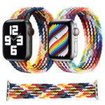 أحزمة ساعة بديلة مضفرة بألوان قوس قزح بحلقة واحدة، الحجم: L 165مم لسلسلة Apple Watch 6 و SE و 5 و 4 بمقاس 44مم / 3 و 2 و 1 بمقاس 42مم، L 165مم 44مم / 42مم