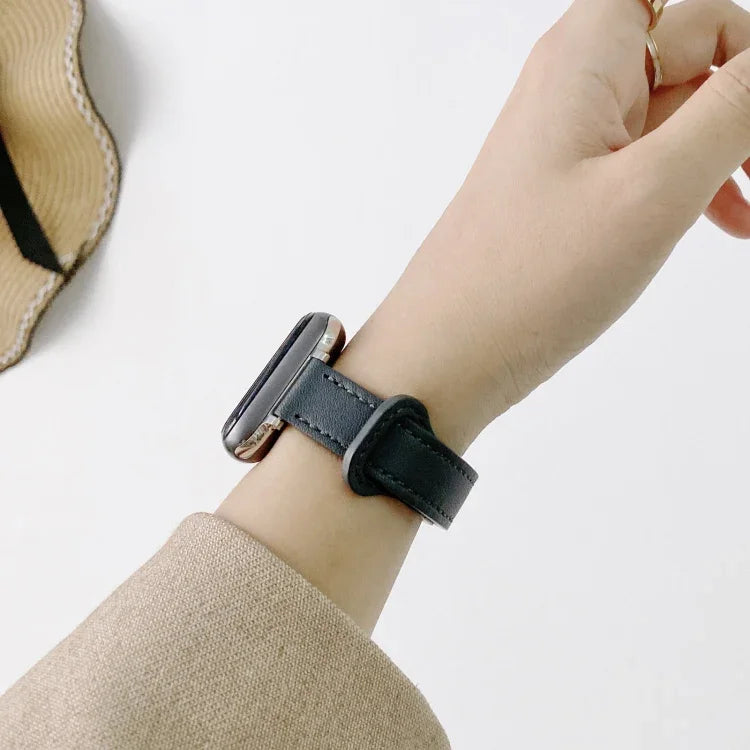 سوار ساعة من الجلد الطبيعي مع إبزيم مزدوج المسامير لسلسلة Apple Watch، 7 مقاس 45مم / 6 و SE و 5 و 4 مقاس 44مم / 3 و 2 و 1 مقاس 42مم، 7 مقاس 41مم / 6 و SE و 5 و 4 مقاس 40مم / 3 و 2 و 1 مقاس 38مم