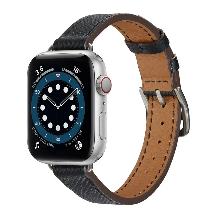 سوار ساعة من الجلد بنمط B لسلسلة Apple Watch، 7 مقاس 45مم / 6 و SE و 5 و 4 مقاس 44مم / 3 و 2 و 1 مقاس 42مم، 7 مقاس 41مم / 6 و SE و 5 و 4 مقاس 40مم / 3 و 2 و 1 مقاس 38مم