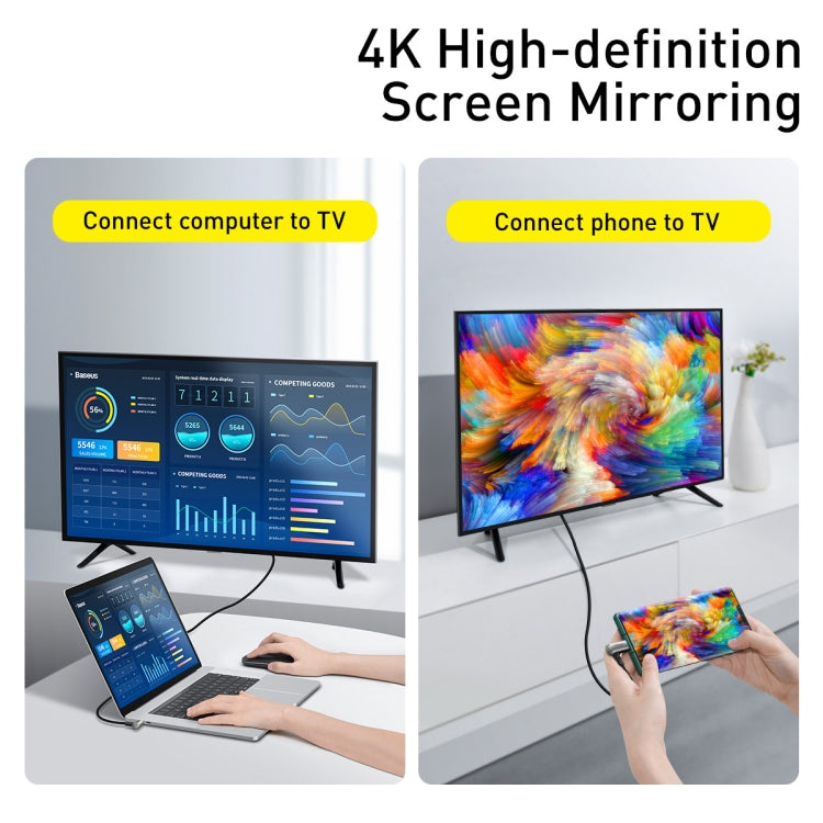 كابل Baseus CATPN-01 100W 5A PD3.1 Gen2 USB-C / Type-C إلى USB-C / Type-C HD لنفس الشاشة، كابل مطرقي متحد المحور، طول الكابل: 1.5 م